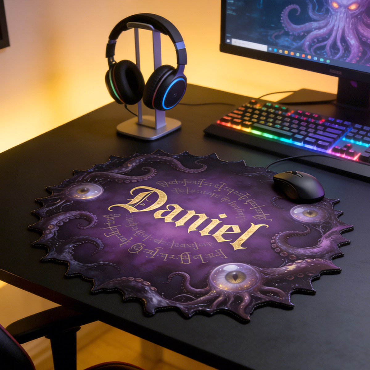 Personalized Custom Cthulhu Grimoire Irregular Mouse Pad Personalized Lovecraftian Desk Mat Cosmic Horror Tentacle Gamer Accessory