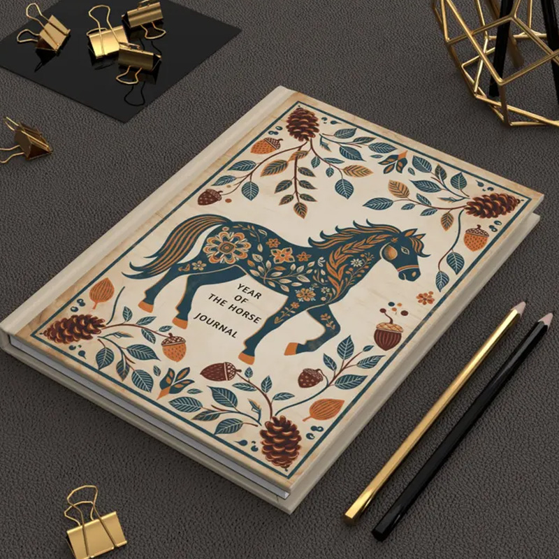 PersonalizedChinese Zodiac Year Of The Horse Journal and Planner PU Leather Notebook Gift for Horse Lovers Riding Lovers Equestrian Lovers