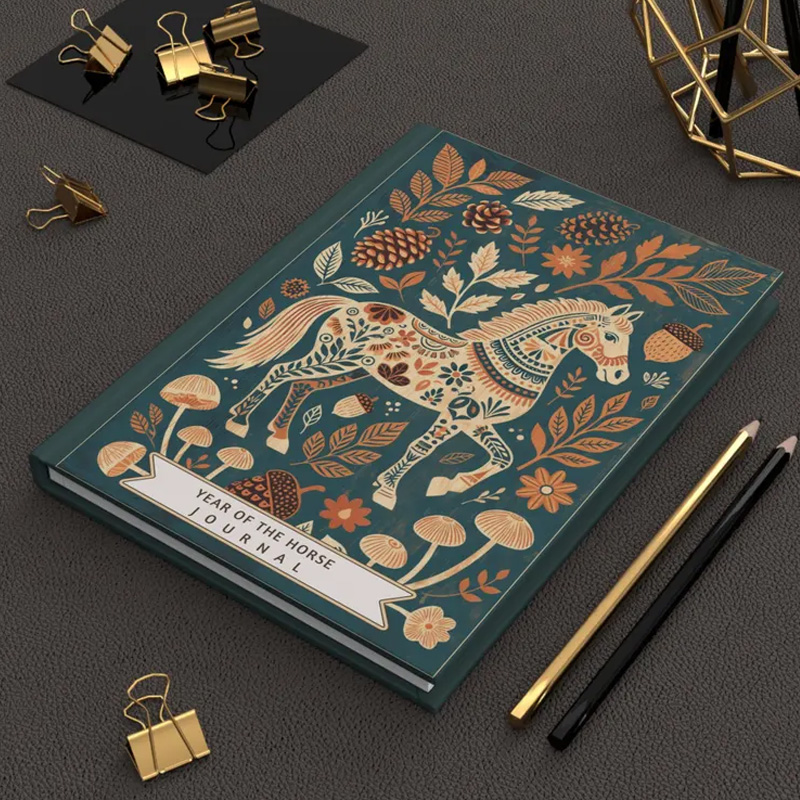 Personalized Folk Art Horse Journal and Planner PU Leather Notebook Gift for Horse Lovers Riding Lovers Equestrian Lovers