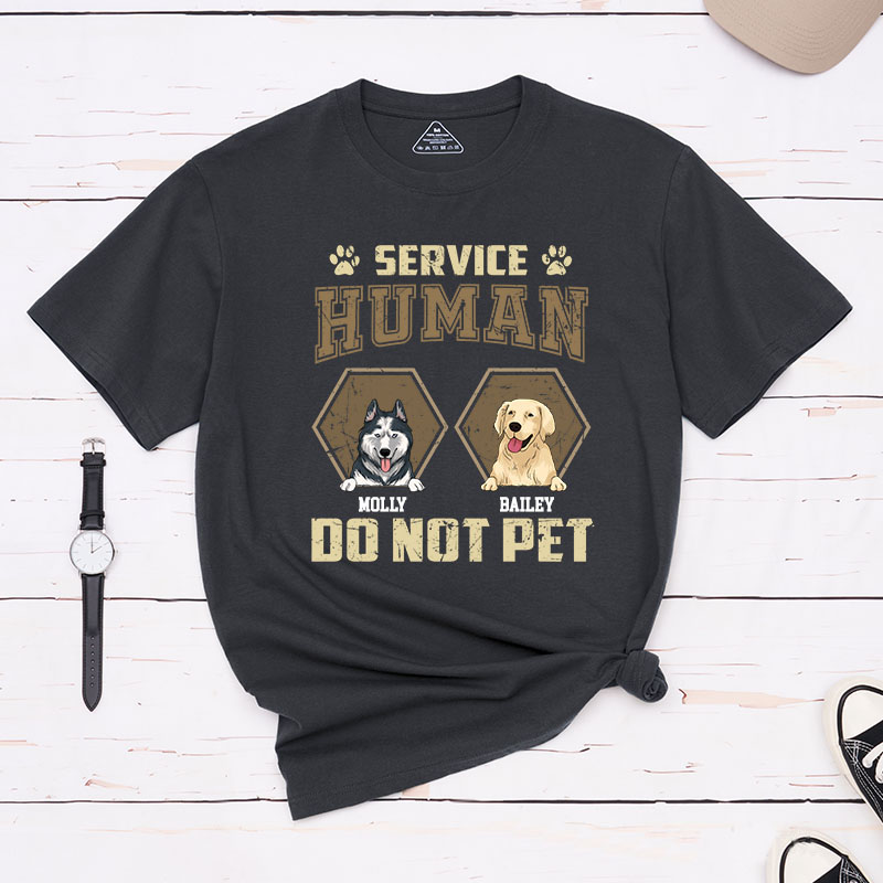 Personalized Dog Lover Retro Hexagon Service Human do Not Pet T-Shirt