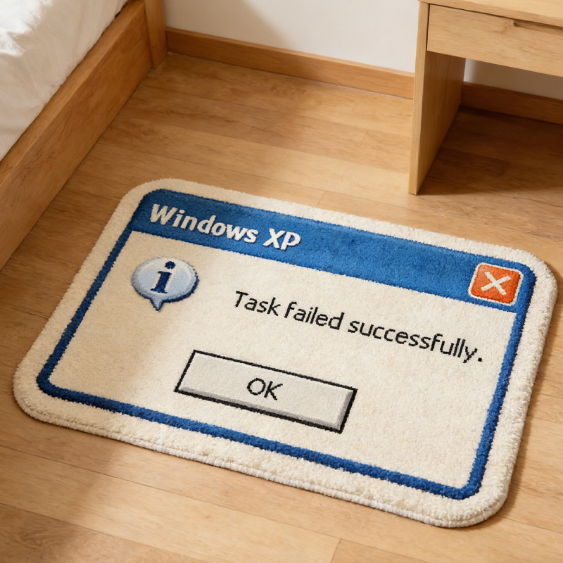 Personalized Error Pop Up Graphic Rug Doormat Kids Nerd Bedroom Playroom Rug Gifts for Geek Lover