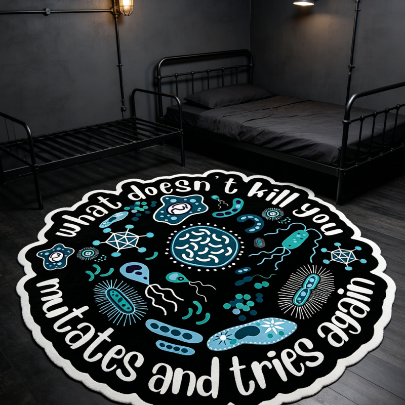 Personalized Nerdy Bacteria Theme Graphic Rug Doormat Kids Nerd Bedroom Playroom Rug Gifts for Geek Lover