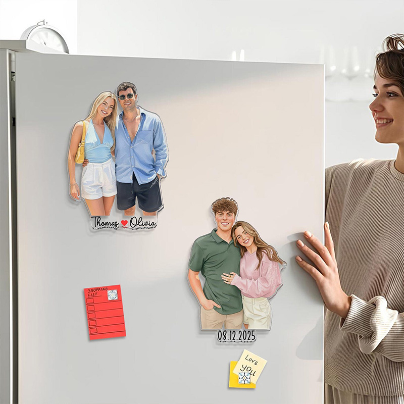 Personalized Photo Fridge Magnets Custom Portrait Watercolor Photo Magnet Picture Couples Magnet Valentine's Day Gift