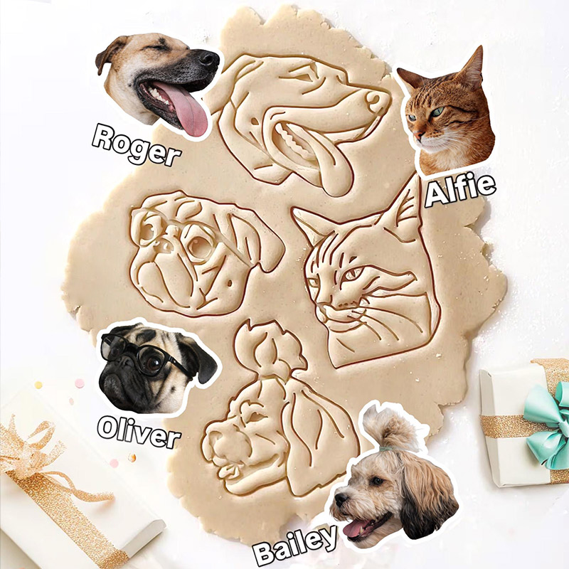 Personalized Pet Portrait Cookie Cutter Custom Dog Face Stamp Gift For Baking Lovers