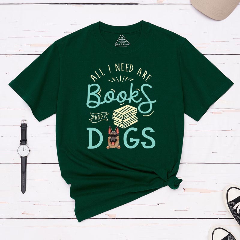 Personalized Dog Lover all I Need are Books and Dogs T-Shirt
