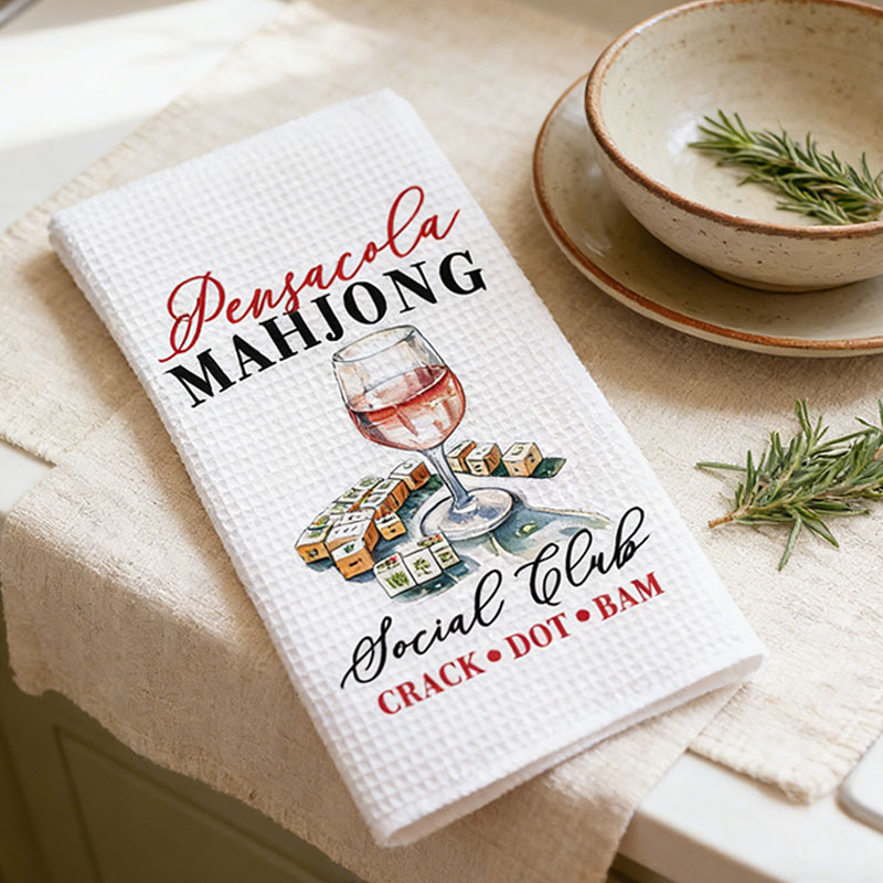 Thirty A Mahjong Social Club Towel Mahjong Sayings Kitchen Towel Tile Game Decor Hostess Gift Time to Mahj Towel Cocktail Tile Game Decor Mahjong Icons Artwork Waffle Towel
