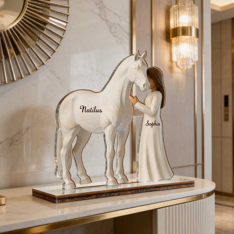 Personalized Equestrian Horse and Girl Acrylic Stand Custom Gift for Riding Lovers