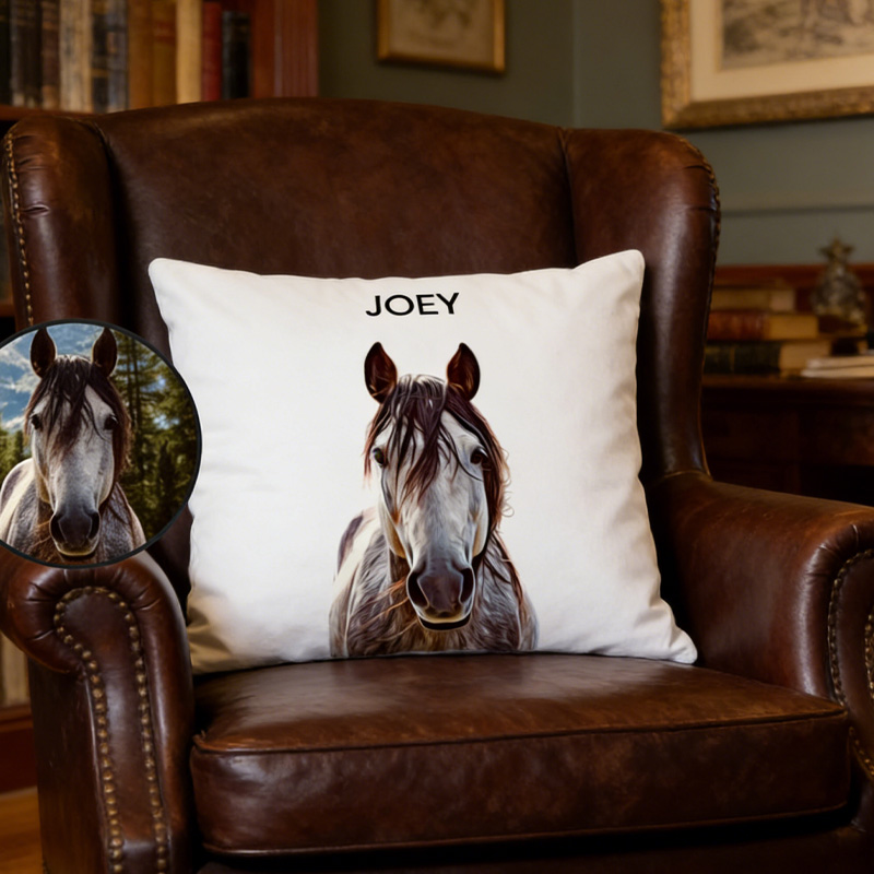 Personalized Throw Pillow From Horse Photo Gift for Riding Lovers Equestrian Lovers