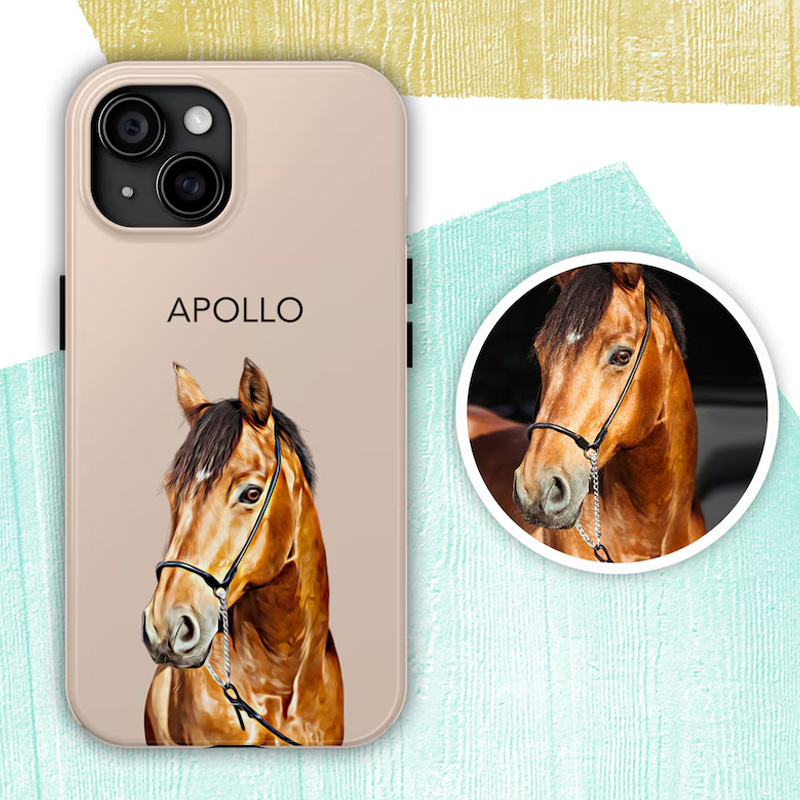 Personalized Horse Portrait From Photo Gift for Riding Lovers Equestrian Lovers Unique Style Phone Cases