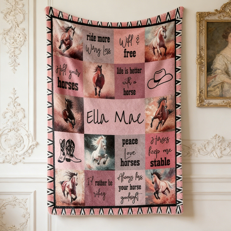 Personalized Horse Quotes Throw Blanket Gift for Riding Lovers Equestrian Lovers