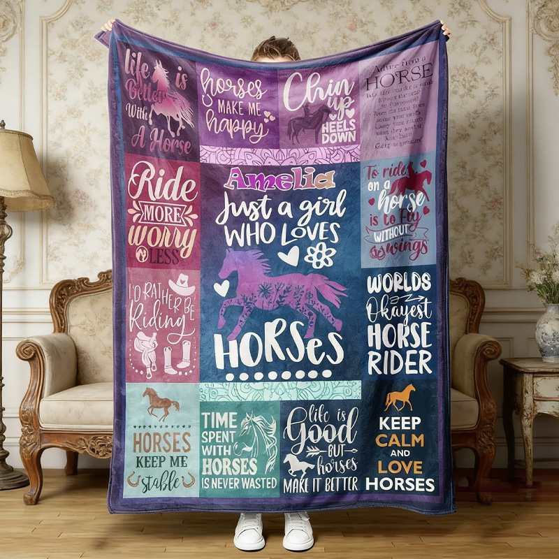 Personalized Dreamly Horse Quotes Throw Blanket Gift for Riding Lovers Equestrian Lovers