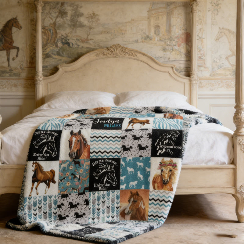Personalized Plaid Horse Quotes Throw Blanket Gift for Riding Lovers Equestrian Lovers