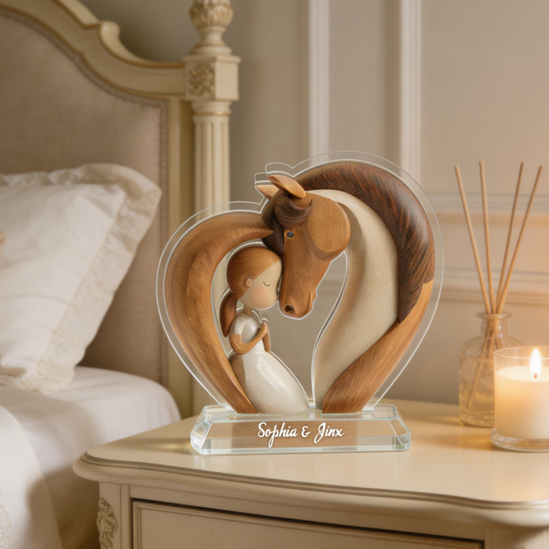 Personalized Equestrian Girl Horse Lover Sculpture Acrylic Stand Custom Gift for Riding Lovers