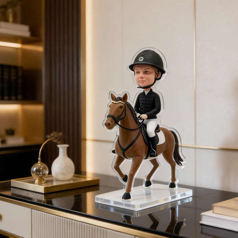 Personalized Equestrian Horse Racing Figurine Sculpture Acrylic Stand Custom Gift for Riding Lovers