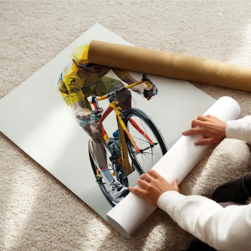 Personalized Photo Cycling Portrait Racer Wall Decor Geometric Bike Print Painting Cyclist Gift Idea Cycling Present