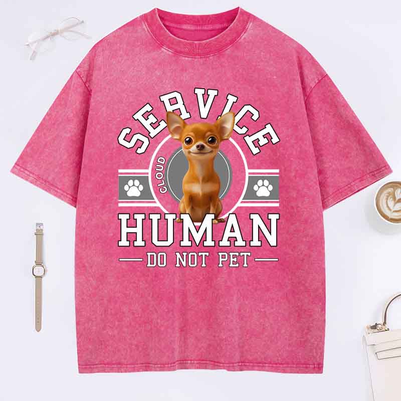 Personalized Dog Lover Service Human Cartoon Washed T-Shirt