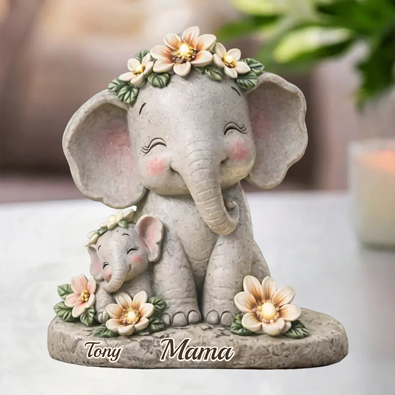 Personalized Elephant Acrylic Plaque Custom Mother's Day Birthday Gifts For Mom Grandma A Shelter Made Of Love