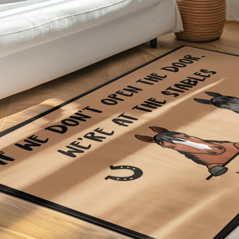 Personalized Horse Welcome Door Mat Custom Photo Home Decor Doormat for Family for Riding Lovers Equestrian Lovers
