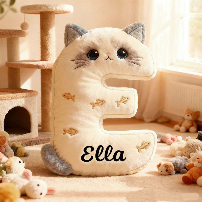Personalized Cat Lover Letter Pillow with Custom Name Pillow Graphic 3D Print