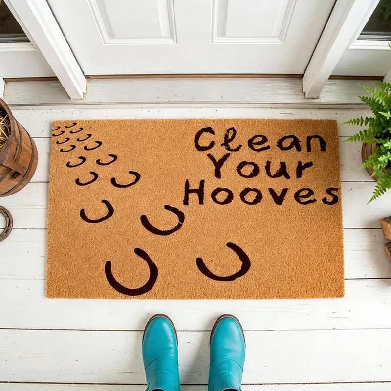 Personalized Funny Horse Wipe Your Hooves Welcome Doormat Custom Photo Gifts Doormat for Family Riding Lovers Equestrian Lovers