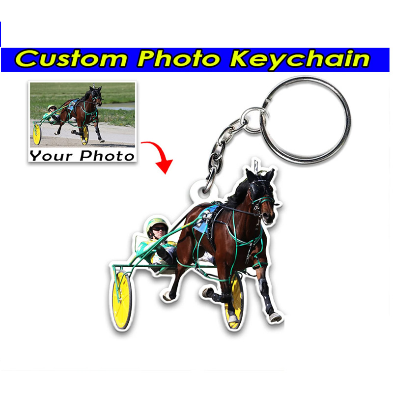 Personalized  Horse Racing Keychain Acrylic Tassel Keyring keychain Gift for Equestrian Riding Lovers