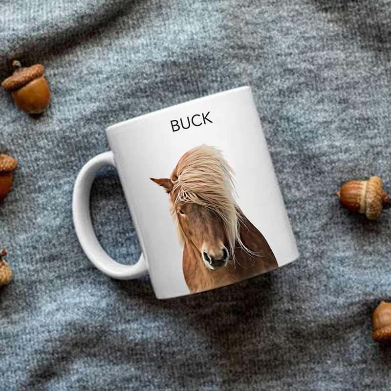 Personalized Horse Photo Portrait Ceramic Mug Gift for Riding Lovers Equestrian Lovers