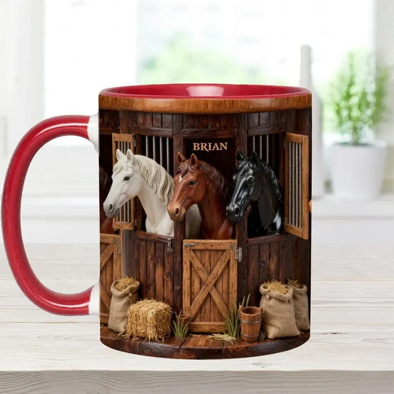 Personalized Horse Farm Accent Cup Gift Mug for Equestrian Horse Riding Lovers