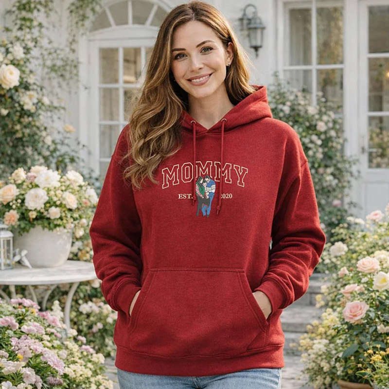 Personalized Mama Sweatshirt with Photo Custom Embroidered Crewneck Mama and Kids Portrait Mother's Day Gifts Best Gift for Mum