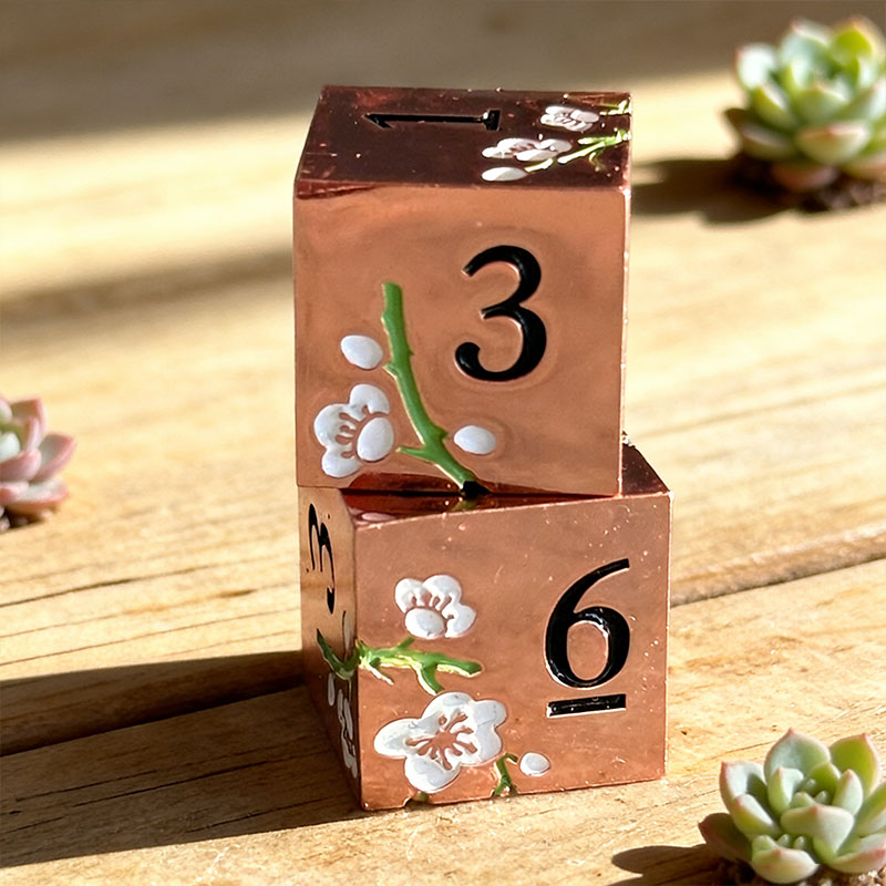 Mahjong Metal Dice Set of 2 RoseGold and White 3 Colors to Choose from Solid Metal Dice