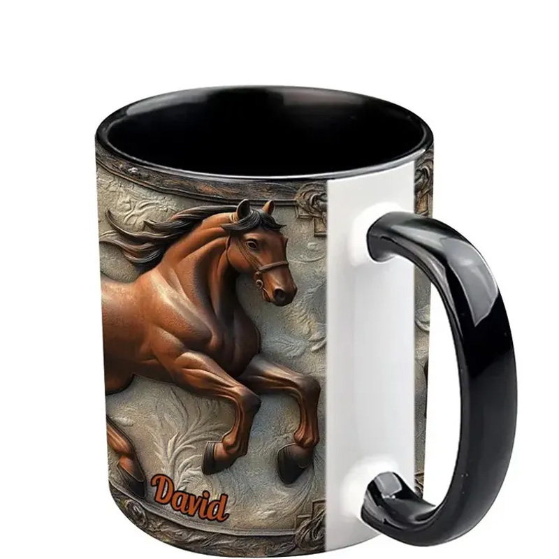Personalized Cool Horse Custom Accent Mug Inflated Equestrian Coffee Mug for Horses Rider Equine Lover Riding Lovers