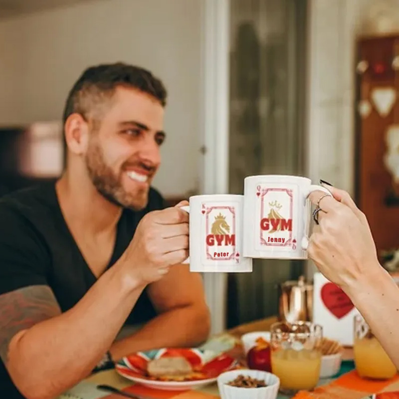 Personalized Gym Queen Mug Couple Queen And King Mug Coffee Bottle Quirky Gift for Fit Couples for Gym Lovers