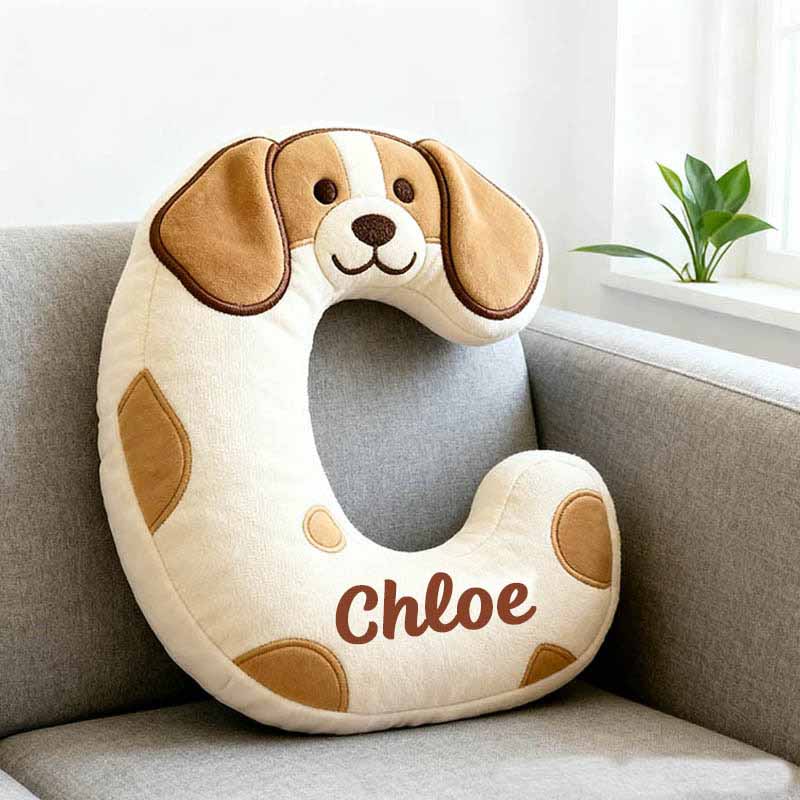 Personalized Dog Lover Letter Pillow with Custom Name Cartoon Pillow Graphic 3D Print