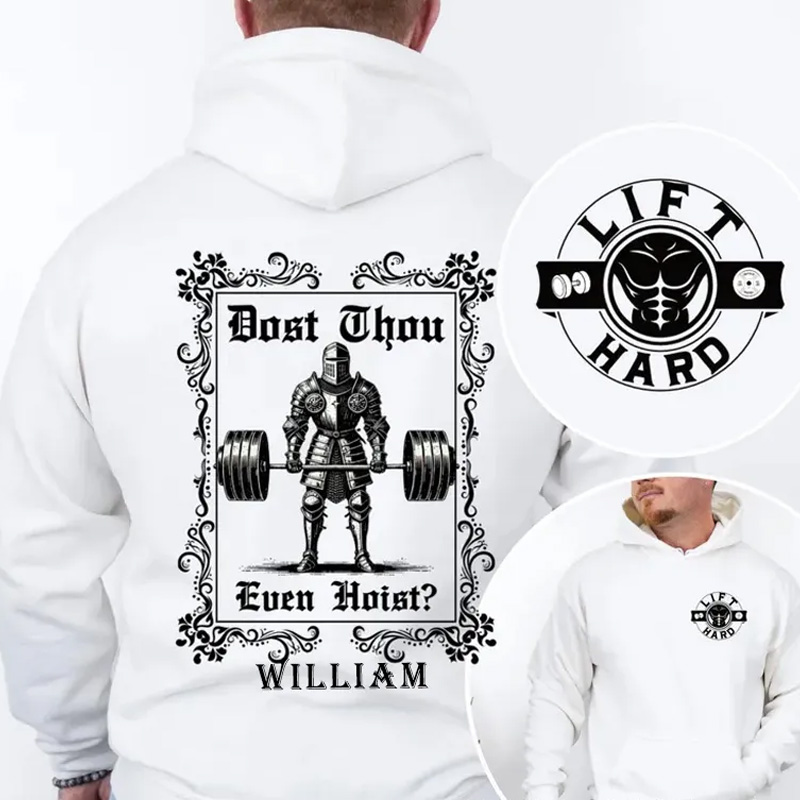 Personalized Fitness Classic Hoodies Gym Sweatshirt Dost Thou Even Hoist Funny Running Hoodie for Fitness Enthusiasts Bodybuilders and Gym Lovers