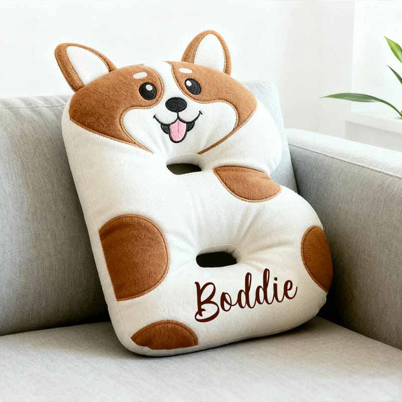 Personalized Dog Lover Corgi Letter Pillow with Custom Name Pillow
