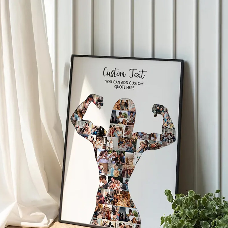 Personalized Female Body Builder Gift Woman Bodybuilder Photo Collage Bodybuilding Coach Gift for Gym Lover