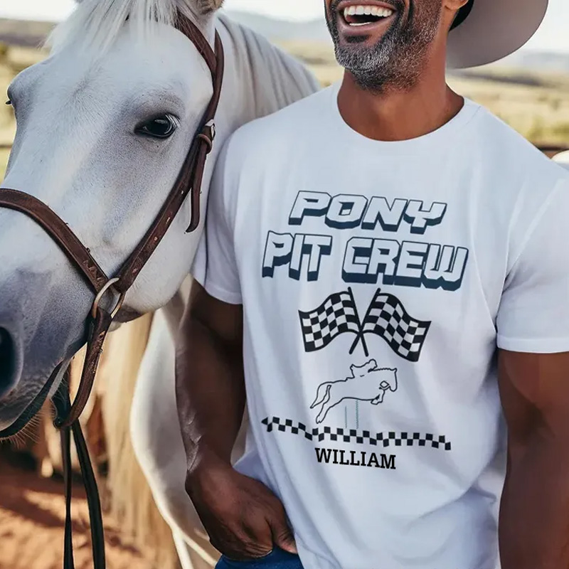 Personalized Pony Pit Crew Classic T-Shirt Equestrian Horse Show Helpers Tee for Riding Lovers
