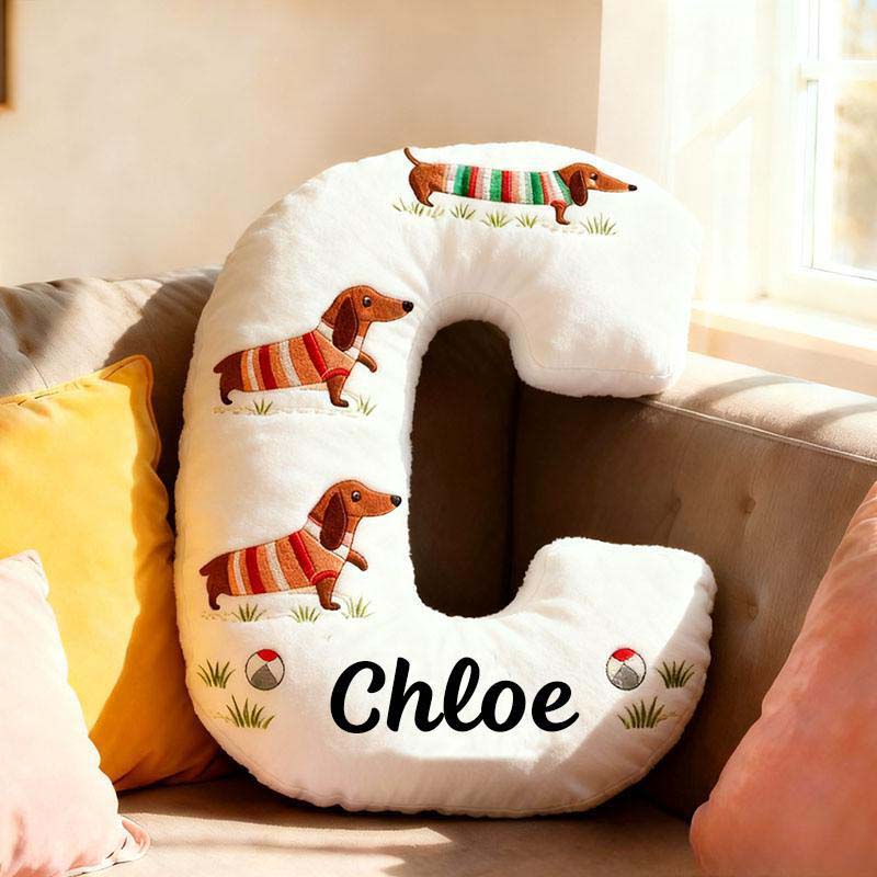 Personalized Dog Lover Dachshund Letter Pillow with Custom Name Pillow