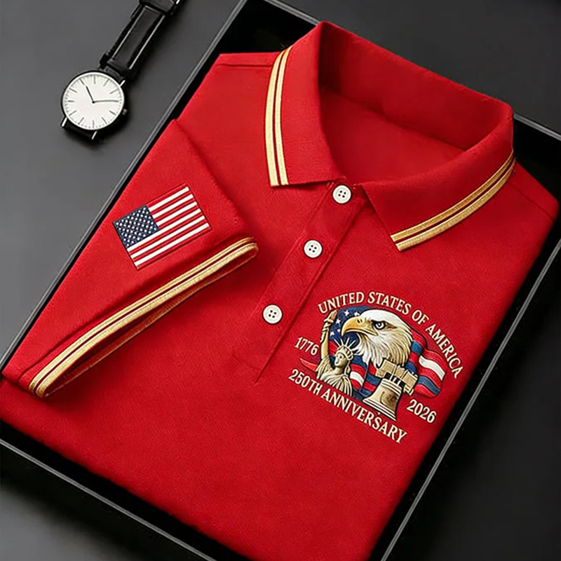 Personalized Men's Retro 250th Anniversary of the United States Independence Day Cross Print Polo Shirt