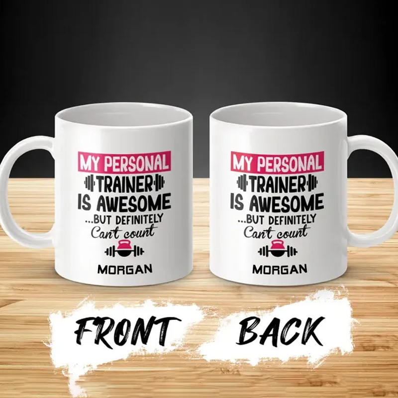 Personalized Funny Personal Trainer Mug Ceramic Coffee Cup Running Exercise Humor Workout Present Exercise Lover Gift for Gym Lover