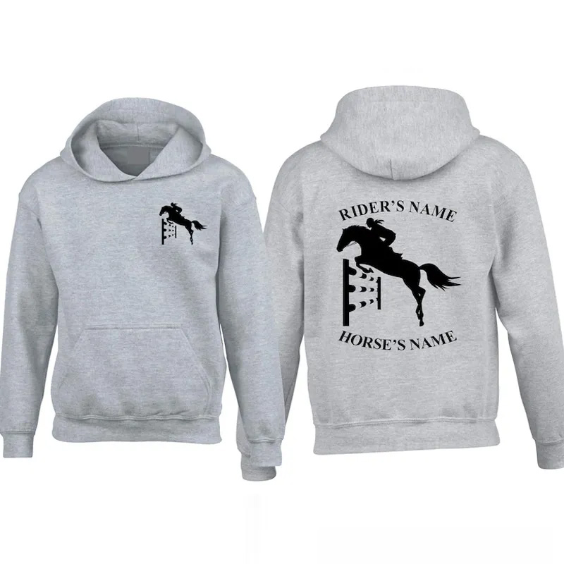 Personalized Equestrian Classic Hoodies Horse Front Back Print Unisex Jumper Pullover Hoody for Equestrian Riding Lovers