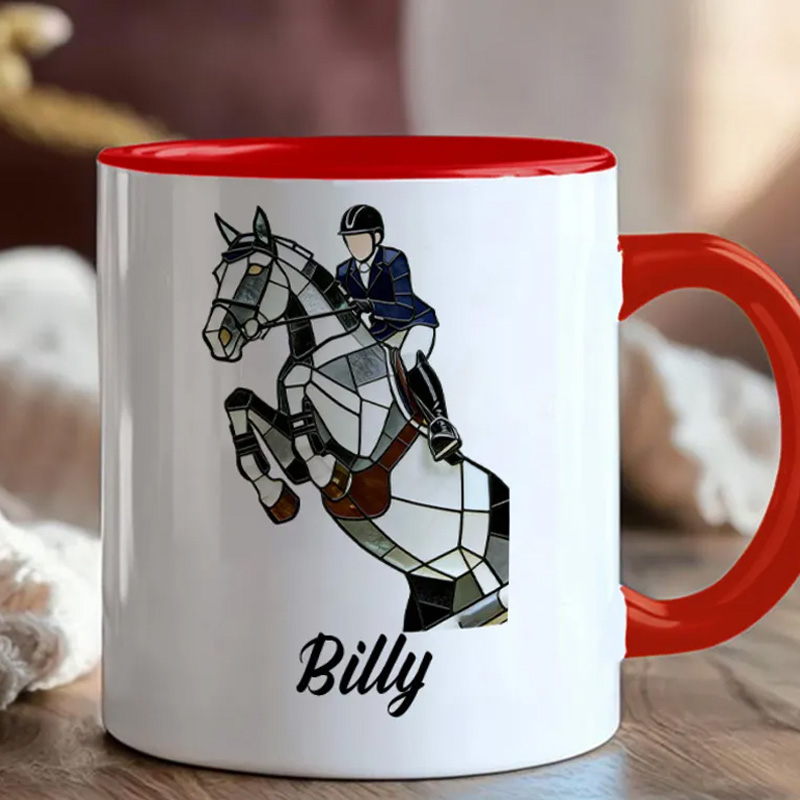 Personalized Photo Equestrian Mug Riding Horse Coffee Gift for Riding Lovers Equestrian Lovers