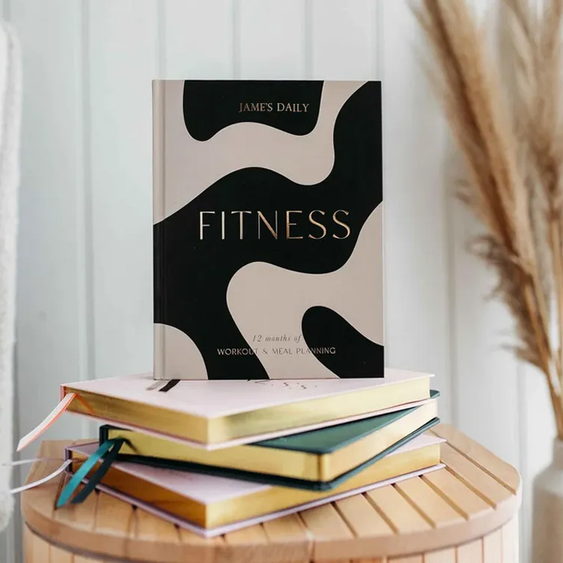 Personalized Leather Cover Notebook Daily Fitness Planner Luxury Hardback Wellness Journal Notebook Powerlifting Gift for Gym Enthusiast Fitness Lover