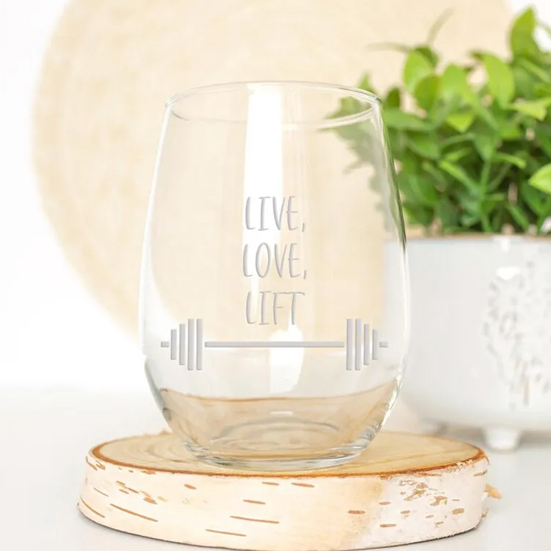 Personalized Barbell Stemless Wine Glasses Whiskey Wine Beer Glassware Gift Fitness Gift for Gym Lover