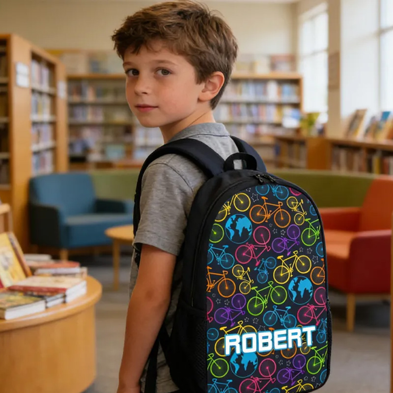 Personalized Custom Name for Kids Back to School Gift Bicycle Kids Boy And Girl Riding Bike for Riding Lovers