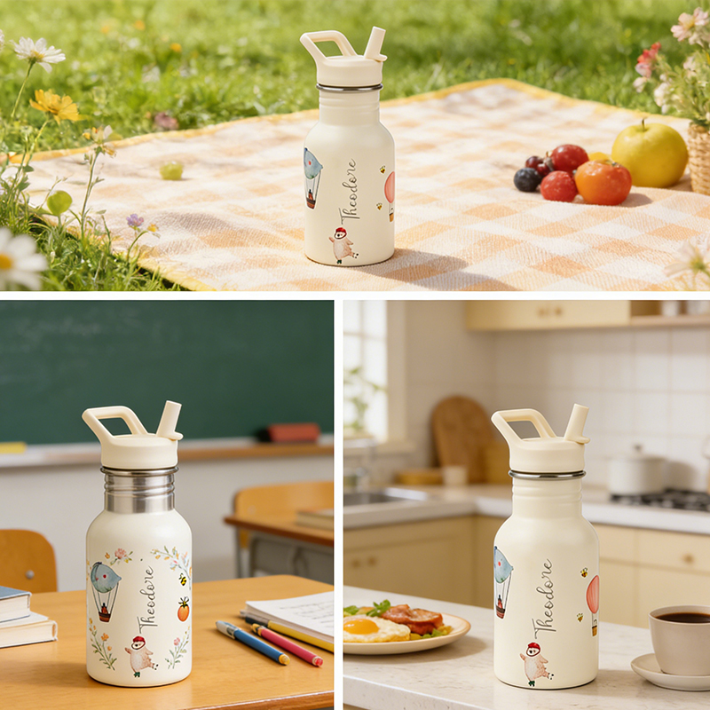 Personalized Kids Water Bottle Name Cup Gift for Kids Custom Name Kids Tumbler Back To School Gifts for Kids Kids School Gift Stainless Steel 400ml Hand Painted 