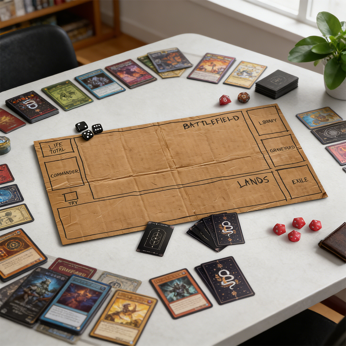 Homeless Man's TCG Playmat, Funny Play Mat With Optional Zones, 14" x 24" Neoprene Game Mat, Cardboard Design, Multiple TCG Zones Available