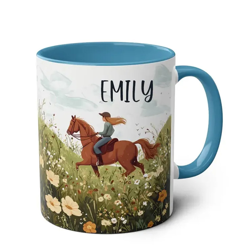 Personalized Riding Mug Elegant Vintage Chinoiserie Drinkware for Coffee Cup Bicycle Tea Cup Riding Ceramic Mug Gift for Riding Lovers Equestrian Lovers