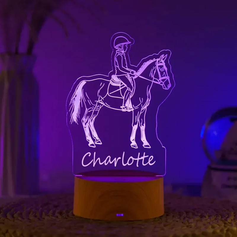 Personalized LED Equestrian Night Light Horse Gifts for Horse Riding Gifts Equestrian Night Light Lamp Horse Gifts Bike Lamp for Riding Lovers and Equestrian Lovers 