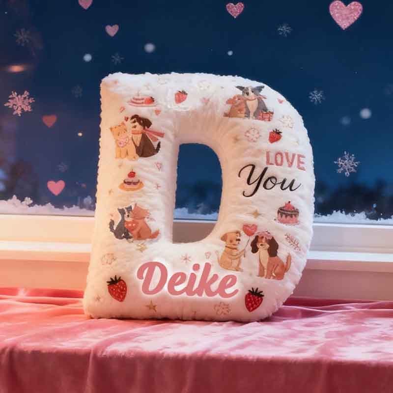Personalized Dog Lover Couple Gift Letter Pillow with Custom Name Graphic 3D Print