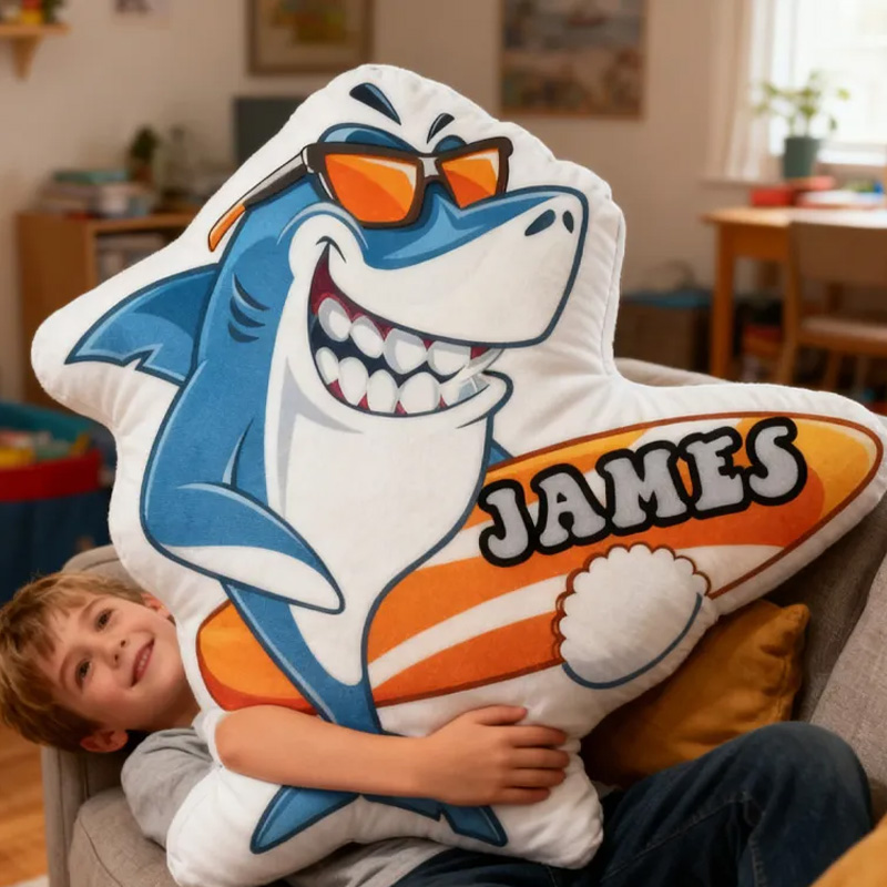 Personalized Suring Shark Pillow Rainbow Throw Pillow Graphic 3D Print Surfing Skateboarding Fitness Decoration Pillow Exercise Sport Pillow for Kids Surfing Skateboarding Lovers